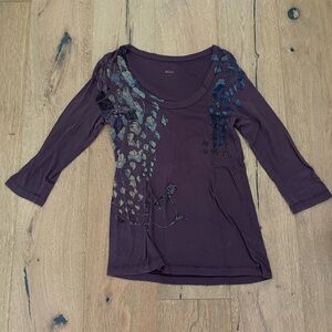 XCVI Plum Graphic Blouse